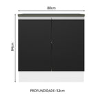Balcão 100% MDF 80 cm 2 Portas Branco/Preto Acordes Madesa
