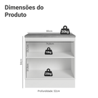 Balcão de Cozinha 80 cm 2 Portas Branco/Preto Lux Madesa