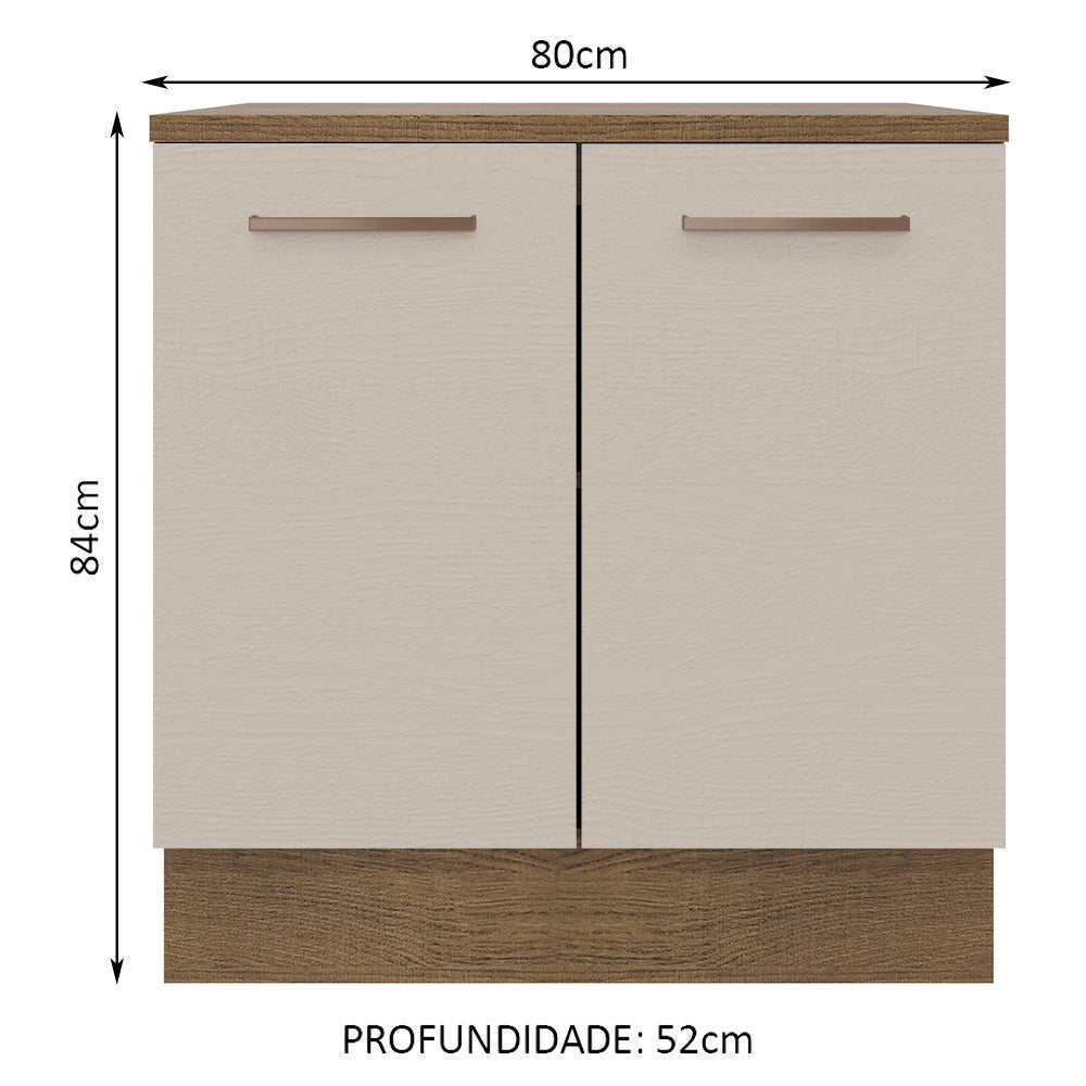 Balcão 80 cm 2 Portas Rustic/Crema Agata Madesa