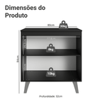 Balcão de Cozinha 80 cm 2 Portas Com Pés Preto Nice Madesa