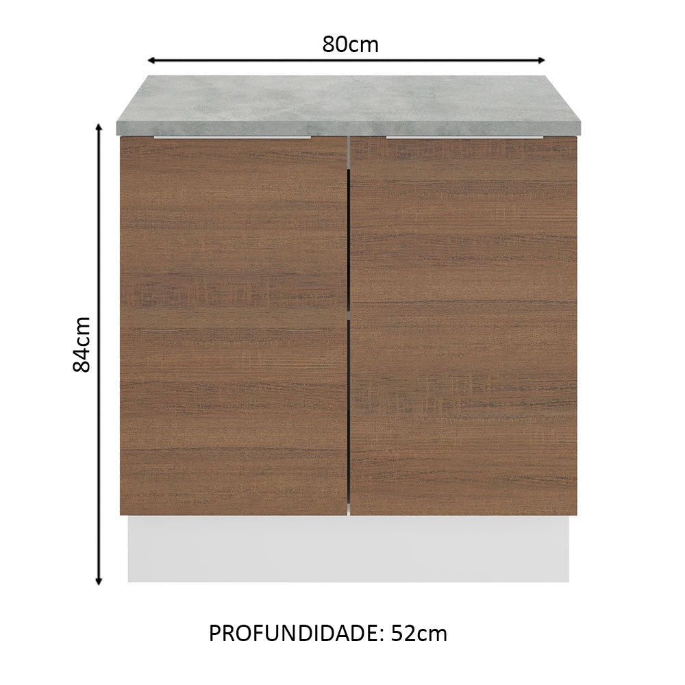 Balcão Madesa Stella 80 cm 2 Portas Branco/Rustic
