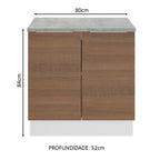 Balcão Madesa Stella 80 cm 2 Portas Branco/Rustic
