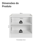 Balcão de Cozinha 80 cm 2 Portas (Sem Tampo) Branco/Azul Vik Madesa