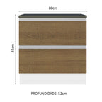 Balcão Madesa Acordes 100% MDF 80 cm 2 Gavetas Branco/Rustic