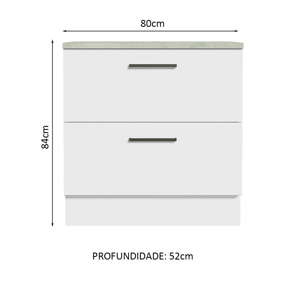 Balcão 80 cm 2 Gavetas Branco Agata Madesa