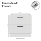Balcão de Cozinha 80 cm 2 Gavetas (Sem Tampo) Branco Agata Madesa