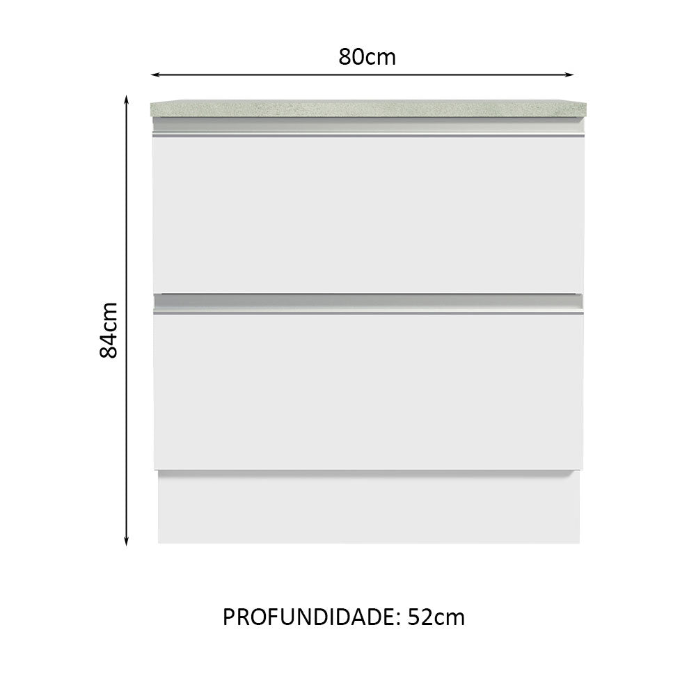 Balcão 80 cm 2 Gavetas Branco Glamy Madesa