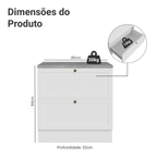 Balcão de Cozinha 80 cm 2 Gavetas Branco Vik Madesa