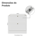 Balcão de Cozinha 80 cm 2 Gavetas (Sem Tampo) Branco Vik Madesa