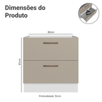 Balcão de Cozinha 80 cm 2 Gavetas (Sem Tampo) Branco/Crema Agata Madesa