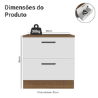 Balcão 80 cm 2 Gavetas Rustic/Branco Agata Madesa