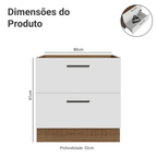 Balcão de Cozinha 80 cm 2 Gavetas (Sem Tampo) Rustic/Branco Agata Madesa