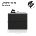 Balcão 80 cm 2 Gavetas Branco/Preto Agata Madesa