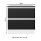 Balcão 100% MDF 80cm 2 Gavetas Branco/Preto Acordes Madesa