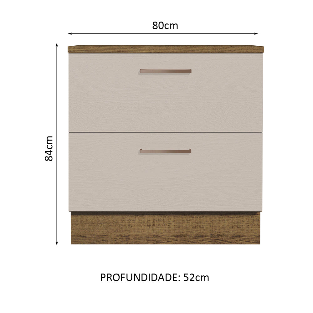 Balcão 80 cm 2 Gavetas Rustic/Crema Agata Madesa