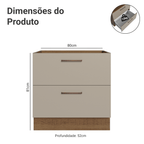 Balcão de Cozinha 80 cm 2 Gavetas (Sem Tampo) Rustic/Crema Agata Madesa