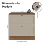 Balcão de Cozinha 80 cm 2 Gavetas Rustic/Crema Vik Madesa