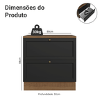 Balcão de Cozinha 80 cm 2 Gavetas Rustic/Preto Vik Madesa