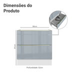 Balcão de Cozinha 80 cm 2 Gavetas (Sem Tampo) Branco/Cinza Lux Madesa