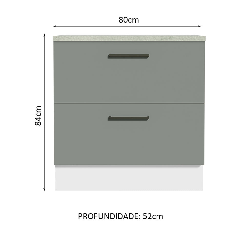 Balcão 80 cm 2 Gavetas Branco/Cinza Agata Madesa