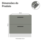 Balcão de Cozinha 80 cm 2 Gavetas (Sem Tampo) Branco/Cinza Agata Madesa