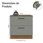 Balcão 80 cm 2 Gavetas Rustic/Cinza Agata Madesa