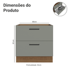 Balcão de Cozinha 80 cm 2 Gavetas (Sem Tampo) Rustic/Cinza Agata Madesa