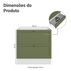 Balcão de Cozinha 80 cm 2 Gavetas (Sem Tampo) Branco/Verde Vik Madesa