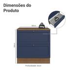 Balcão de Cozinha 80 cm 2 Gavetas Rustic/Azul Vik Madesa