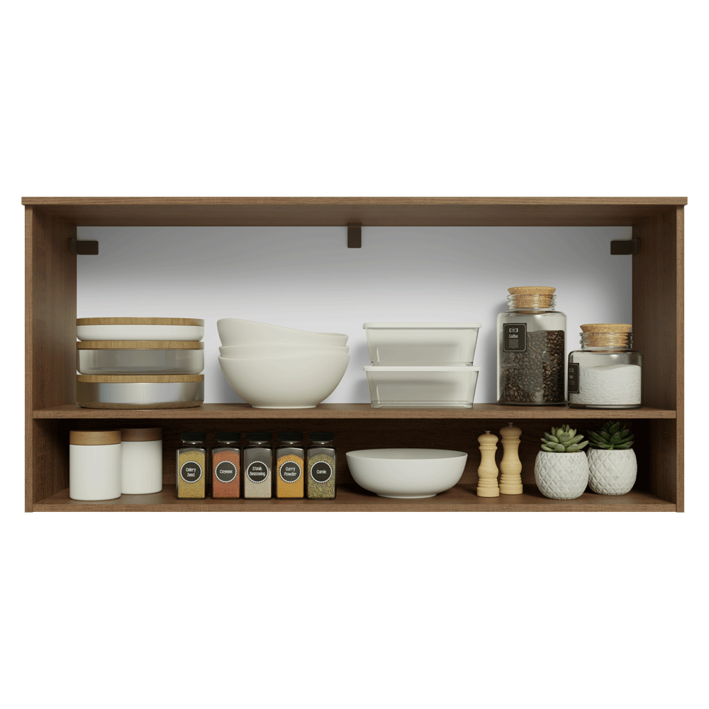 Armário Aéreo 105 cm 1 Porta Basculante Rustic/Preto Lille Madesa
