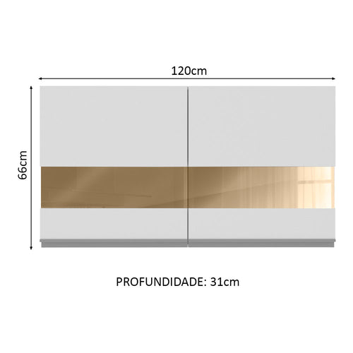 Armário Aéreo Madesa Glamy 120 cm 2 Portas com Vidro Branco