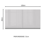 Armário Aéreo Madesa Acordes 100% MDF 120 cm 2 Portas Branco Brilho
