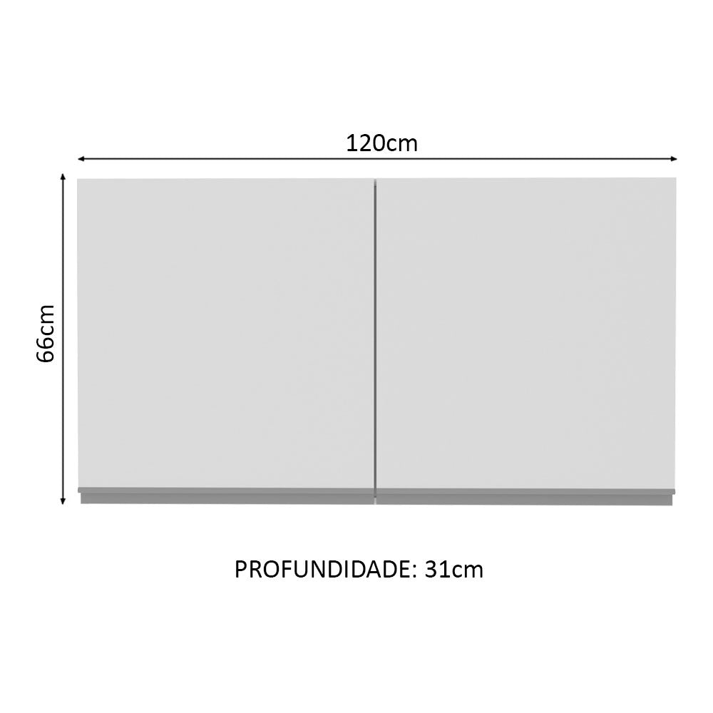 Armário Aéreo Madesa Glamy 120 cm 2 Portas Branco