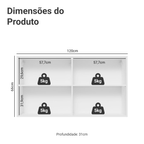Armário Aéreo Madesa Glamy 120 cm 2 Portas Branco