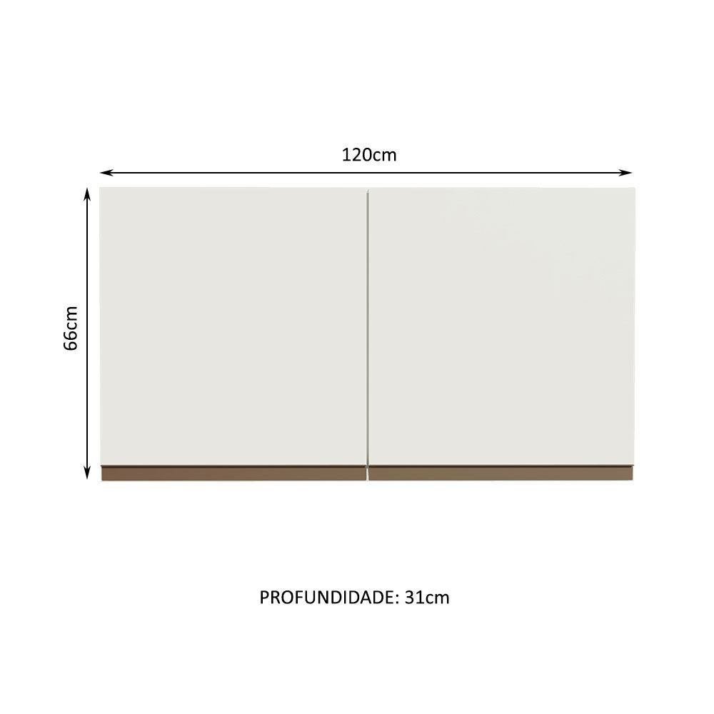 Armário Aéreo Madesa Reims 120 cm 2 Portas Branco