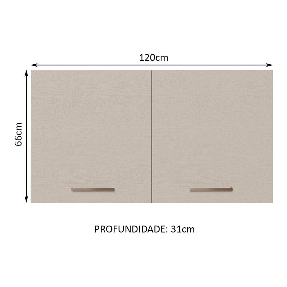 Armário Aéreo 120 cm 2 Portas Branco/Crema Agata Madesa