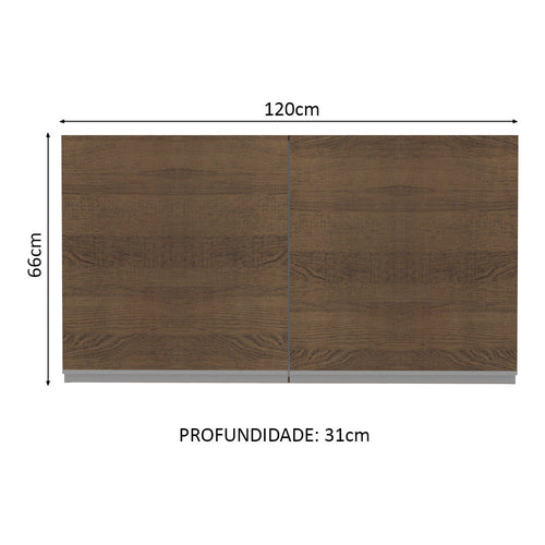 Armário Aéreo Madesa Glamy 120 cm 2 Portas Rustic