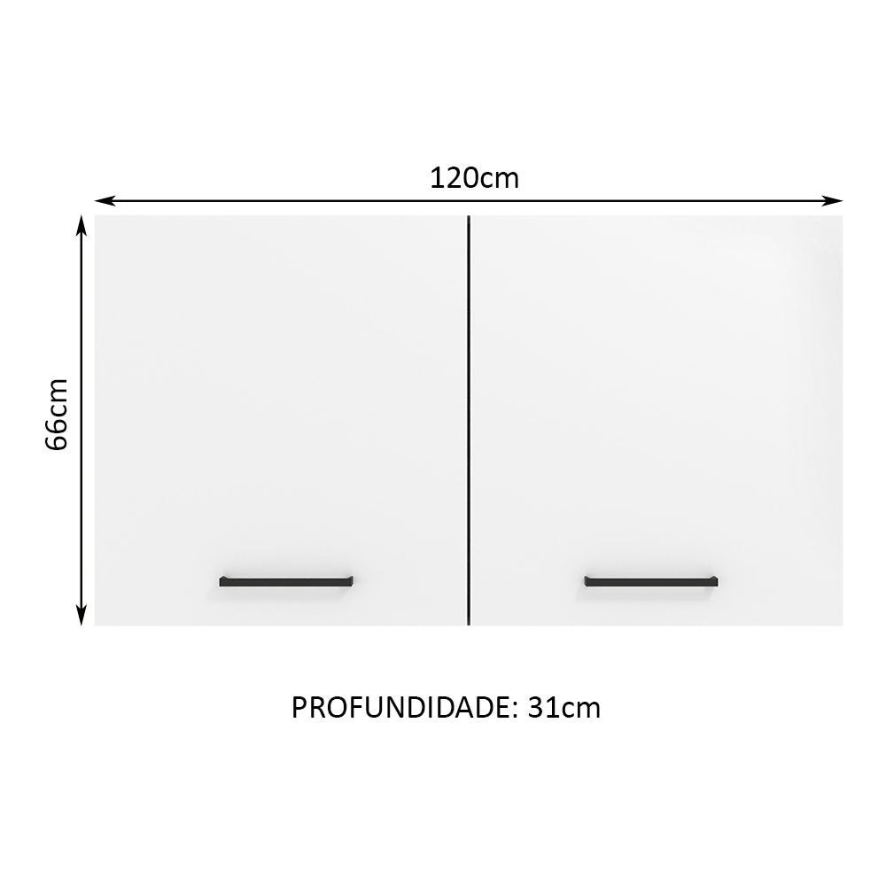 Armário Aéreo Madesa Agata 120 cm 2 Portas Rustic/Branco