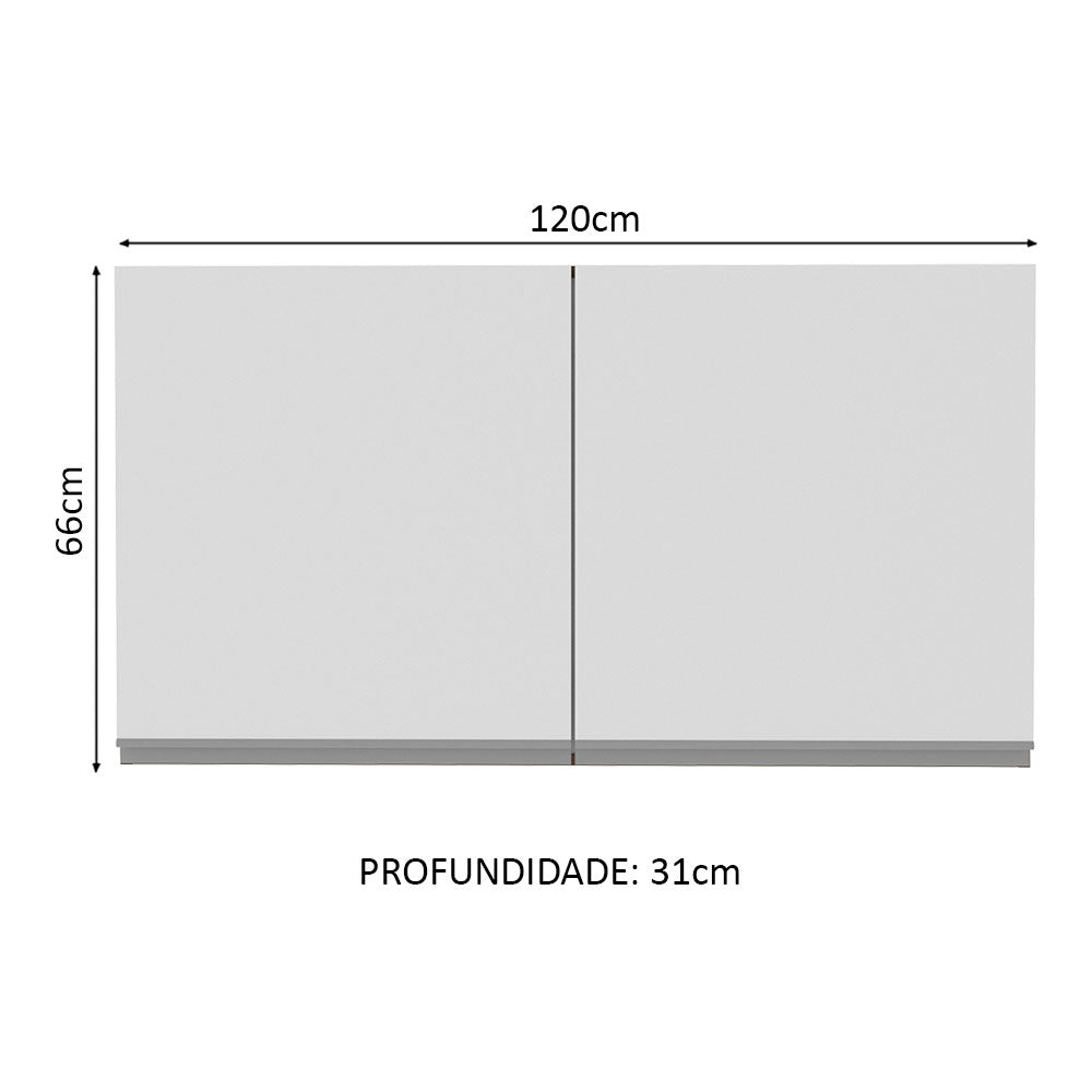 Armário Aéreo Madesa Glamy 120 cm 2 Portas Rustic/Branco