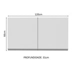 Armário Aéreo Madesa Glamy 120 cm 2 Portas Rustic/Branco