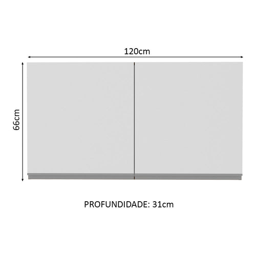 Armário Aéreo Madesa Glamy 120 cm 2 Portas Rustic/Branco