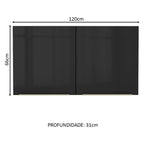 Armário Aéreo Madesa Lux 120 cm 2 Portas Rustic/Preto