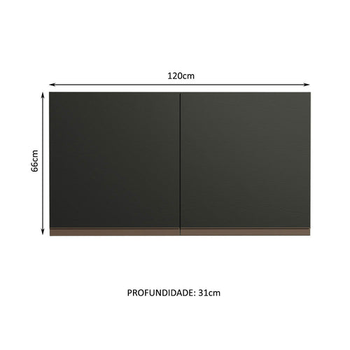 Armário Aéreo Madesa Reims 120 cm 2 Portas Preto