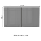 Armário Aéreo Madesa Lux 120 cm 2 Portas Rustic/Cinza