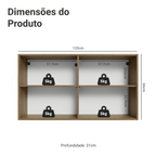Armário Aéreo Madesa Lux 120 cm 2 Portas Rustic/Cinza