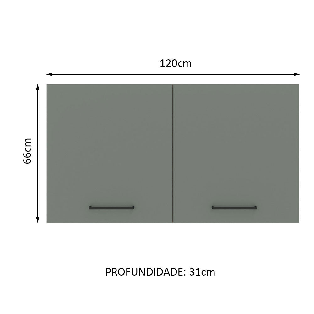 Armário Aéreo Madesa Agata 120 cm 2 Portas Branco/Cinza