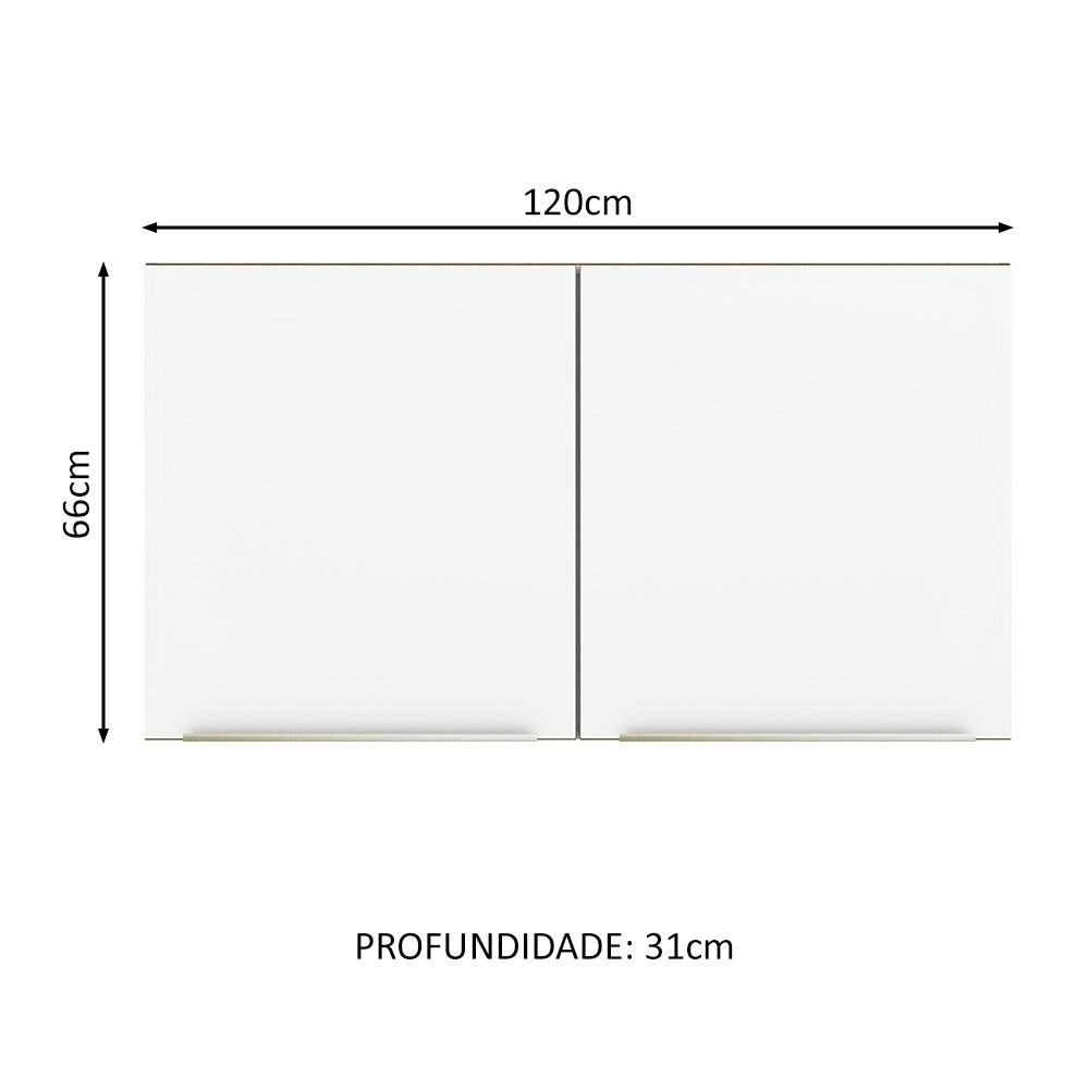 Armário Aéreo Madesa Lux 120 cm 2 Portas Rustic/Branco Veludo
