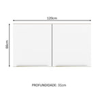 Armário Aéreo Madesa Lux 120 cm 2 Portas Rustic/Branco Veludo