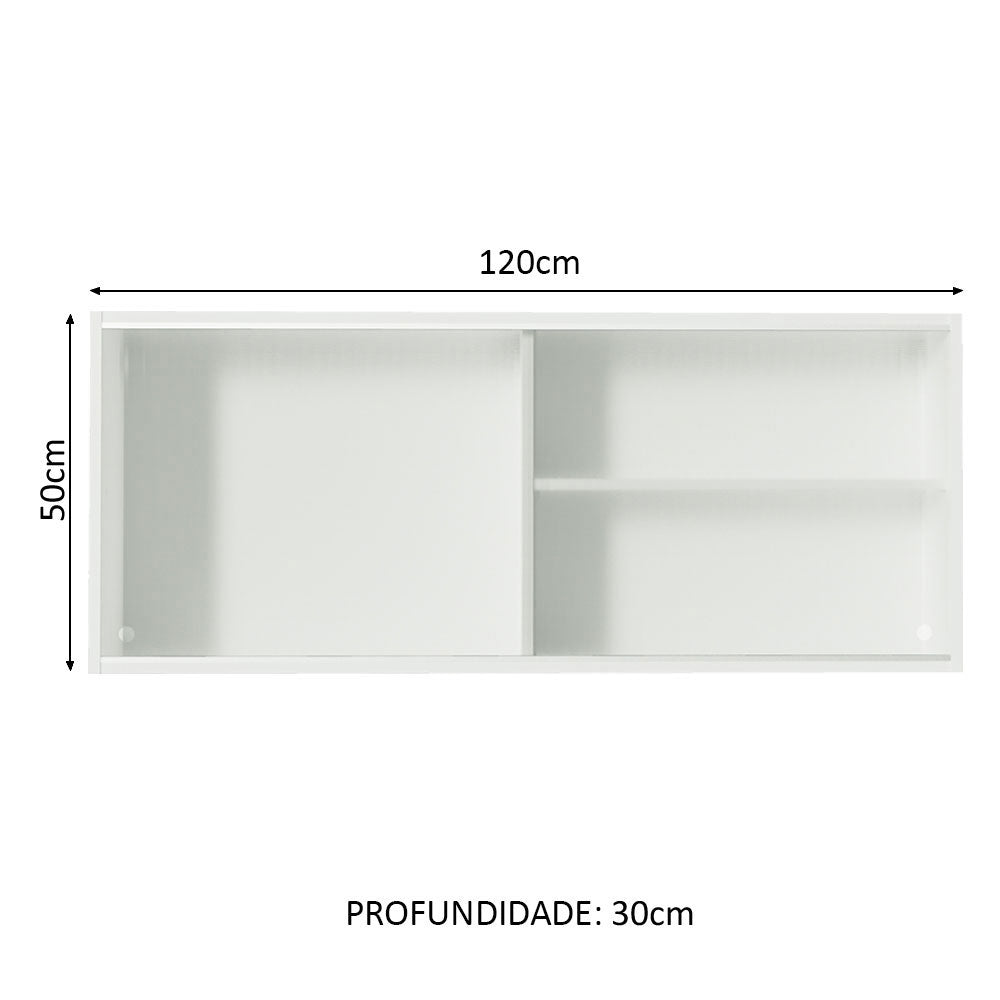 Armário Aéreo Madesa Acordes 100% MDF 2 Portas de Correr de Vidro Branco