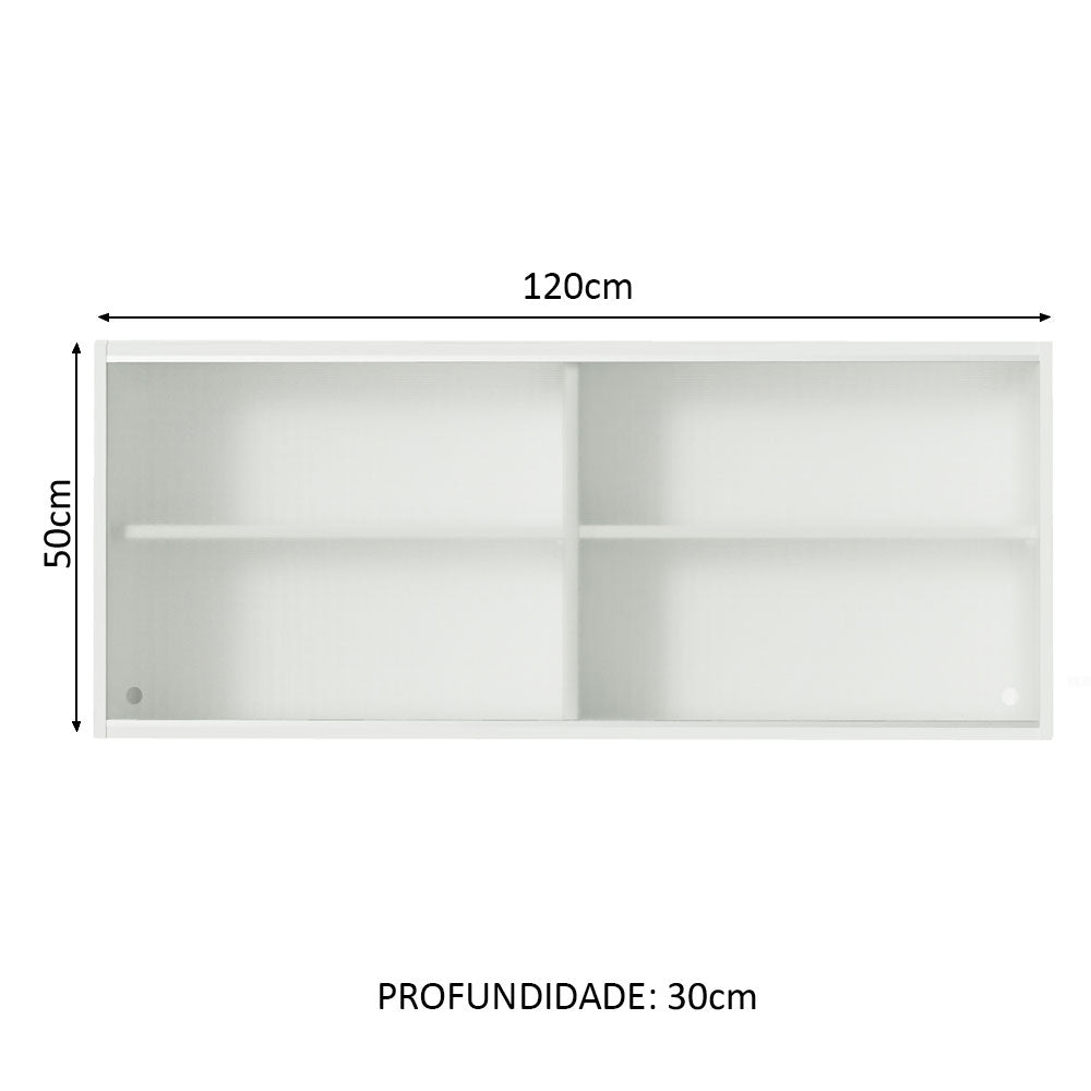 Armário Aéreo Madesa 2 Portas de Correr de Vidro para Cozinhas Glamy, Lux e Reims Branco